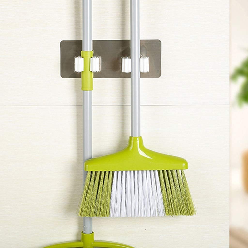 1 Pack Broom Mop Holder, Broom Gripper Holds Self Adhesive Reusable No Drilling Super Anti-Slip, Wall Mounted Storage Rack Storage & Organization for Home, Kitchen and Wardrobe (White)