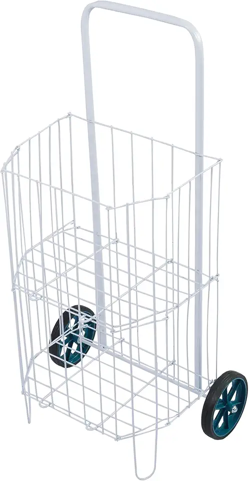 Metaltec Carrinho De Feira E Compras Reforçado Suporta 25KG Dobrável Resistente E Prático - Branco