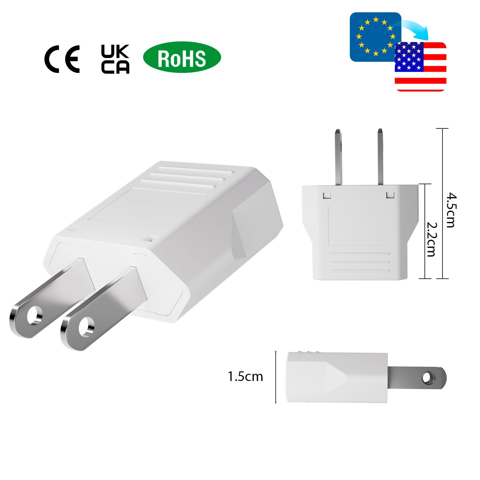 GRIFEMA Adattatore Presa USA Tipo A Confezione da 4, 6A 250V, Adattatore di Viaggio per Spine Tipo L/C/E/F/A/N