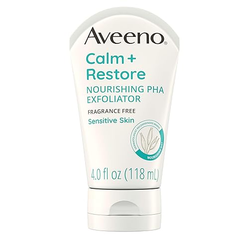 Aveeno Calm + Restore Exfoliante facial nutritivo PHA diario para pieles sensibles, sin fragancia y fórmula de avena no abrasiva para exfoliar y
