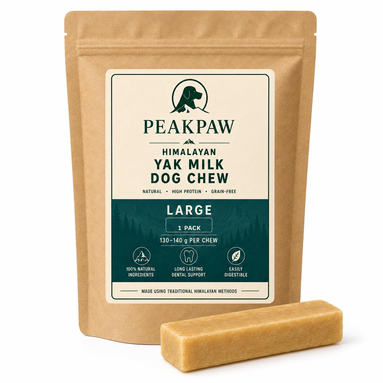 1 Pack PeakPaw, Himalayan Yak Milk Dog Chews, Large 100-120, Long-Lasting