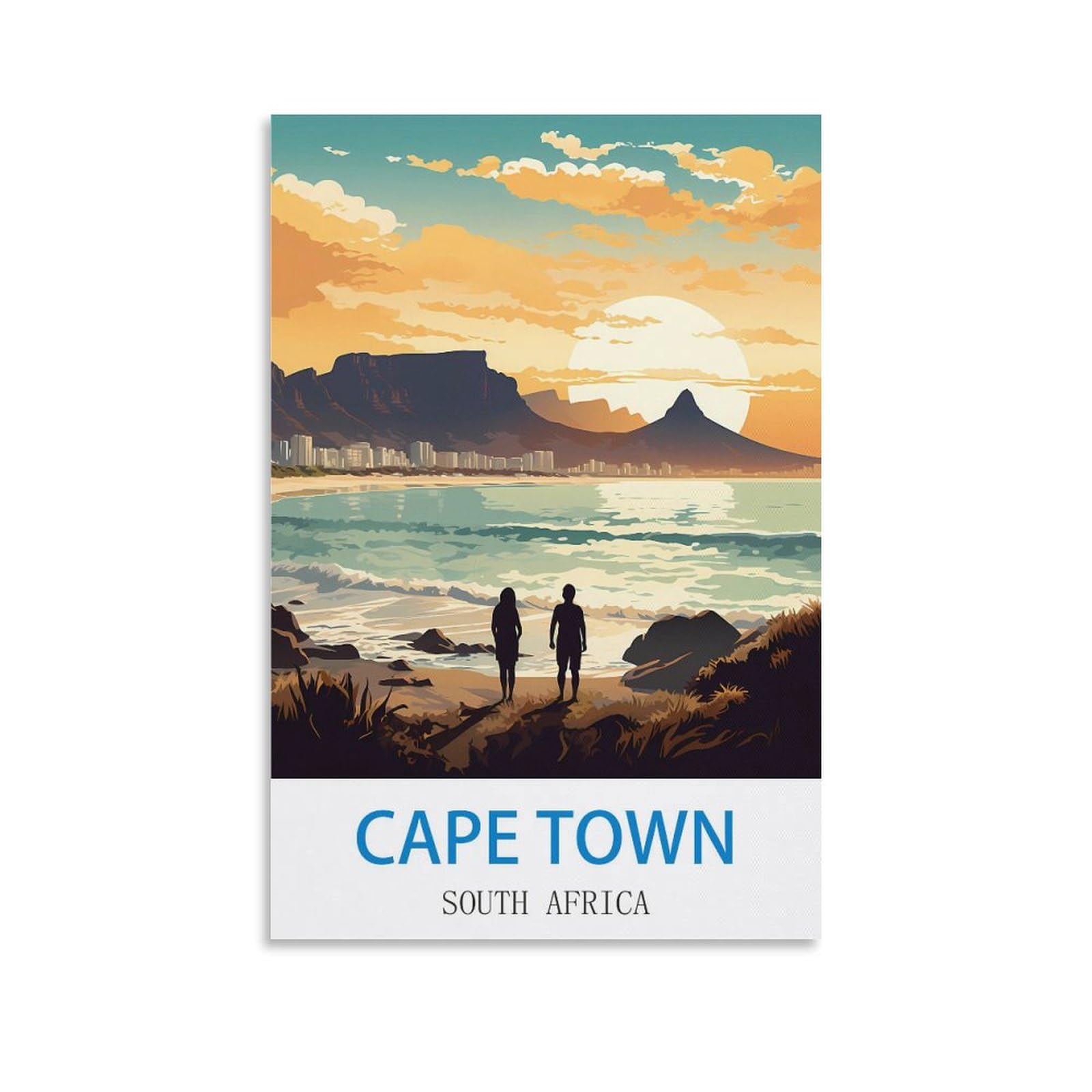 LNUYITR Cape Town South Africa Vintage Travel Posters Sea 08x12inch(20x30cm) Canvas Art Posters And Wall Art Picture Prints Modern Home Bedroom Decor Posters