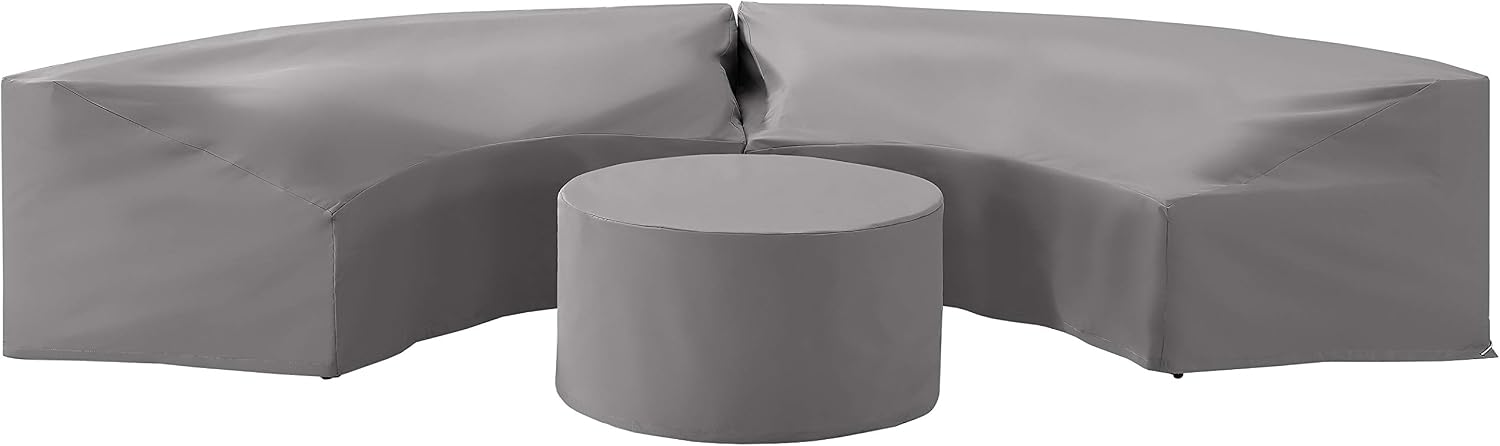Crosley Furniture Patio Furniture Covers, Waterproof 3-Piece Cover Set for Round Outdoor Sectional, Gray