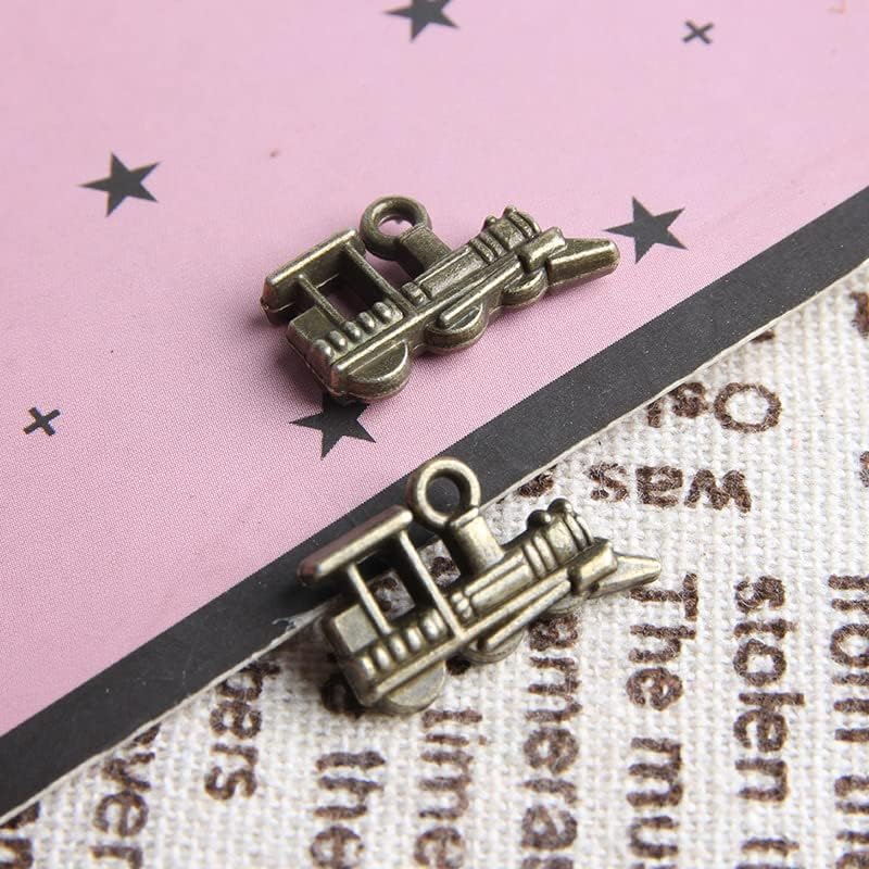 Miniatura 4 de Opexicos 100 dijes de tren y motor de tren, tono plateado envejecido, 3D, 0.591 x 0.591 in, accesorios hechos a mano para manualidades