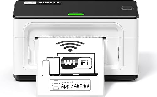 MUNBYN Impresora térmica inalámbrica, impresora de etiquetas de envío WiFi compatible con AirPrint iPhone, iPad, macOS para pequeñas empresas, uso