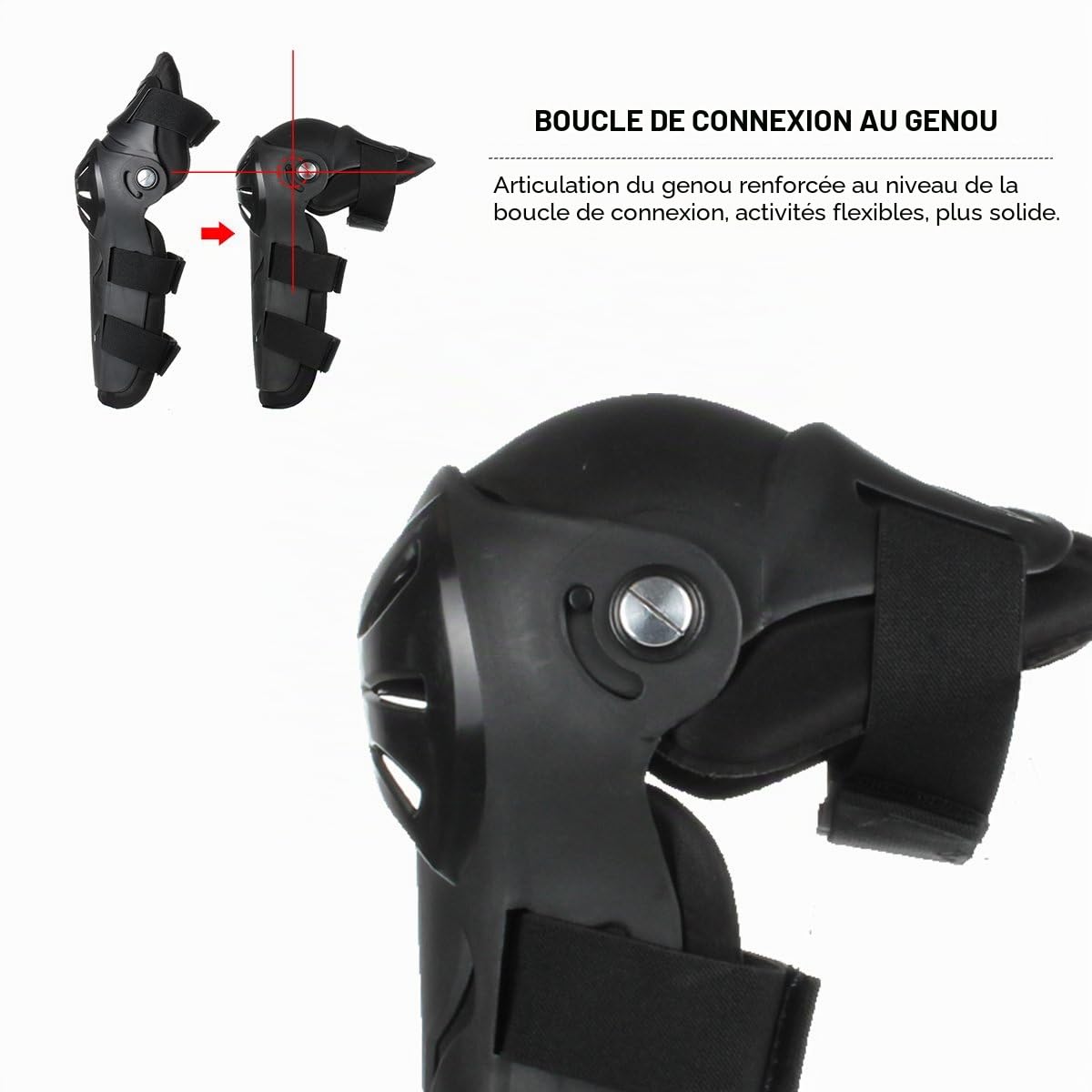 GES 4 Pcs Moto Genou Coude Protecteur Motocross Racing Genou Shin Garde Pads Équipement de Protection pour Les Adultes (Noir)