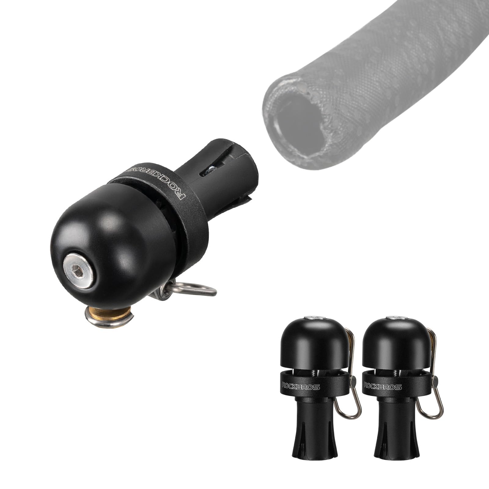 ROCKBROS Pack of 2 Bike Bell Road Bike Plug Bells Adults 80DB Handlebar Retro Bicycle Loud Sound Horn Black โ image 1