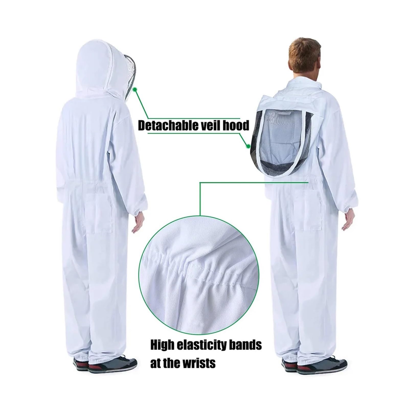 Traje de apicultor – Ropa protectora de cuerpo completo con velo y capucha para apicultura, abrigo antiabeja de seguridad para uso en exteriores