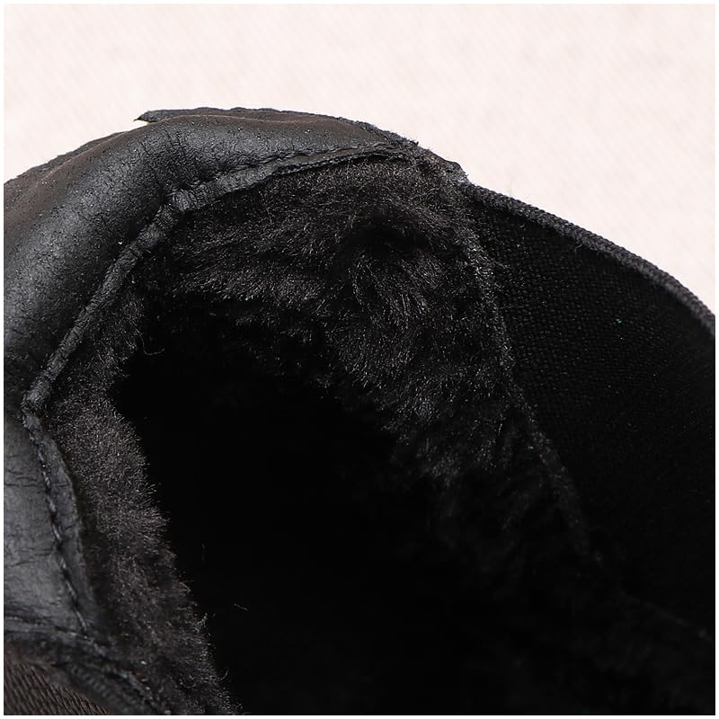 Brandd De-signer mens fashion Chelseas boots black cow leather platform shoes handsome high top motorcycle boot long botas hombre (Black with fur, 7)