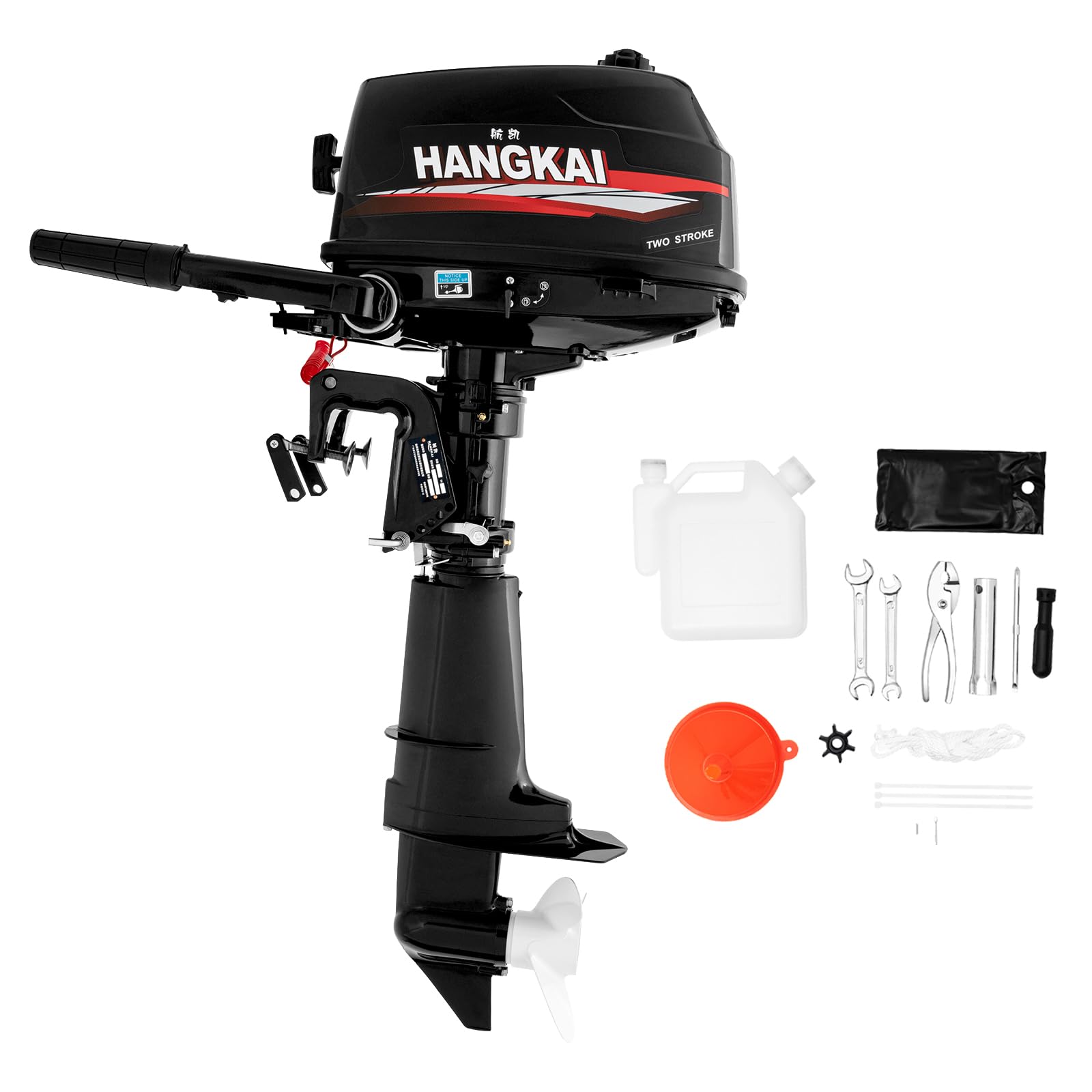 Silnik zaburtowy 2-suwowy, 6 KM, chłodzenie wodne, silnik zaburtowy CDI | Silnik Outboard 102 CC 4,4 kW 4500 – 5500 obr./min do łodzi rybackich, małych łodzi i pontonów