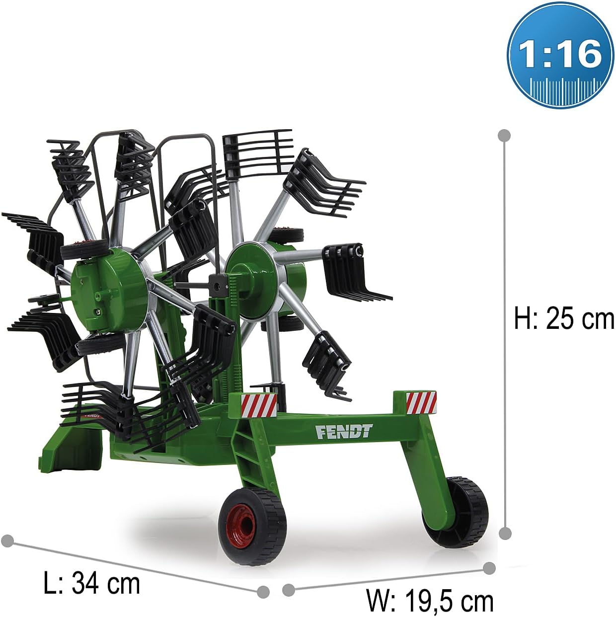 Jamara 412589 412589-Fendt Former-Rotating tines During Driving Operation, Radio-Controlled Folding arms, Tow Bar Front, Green