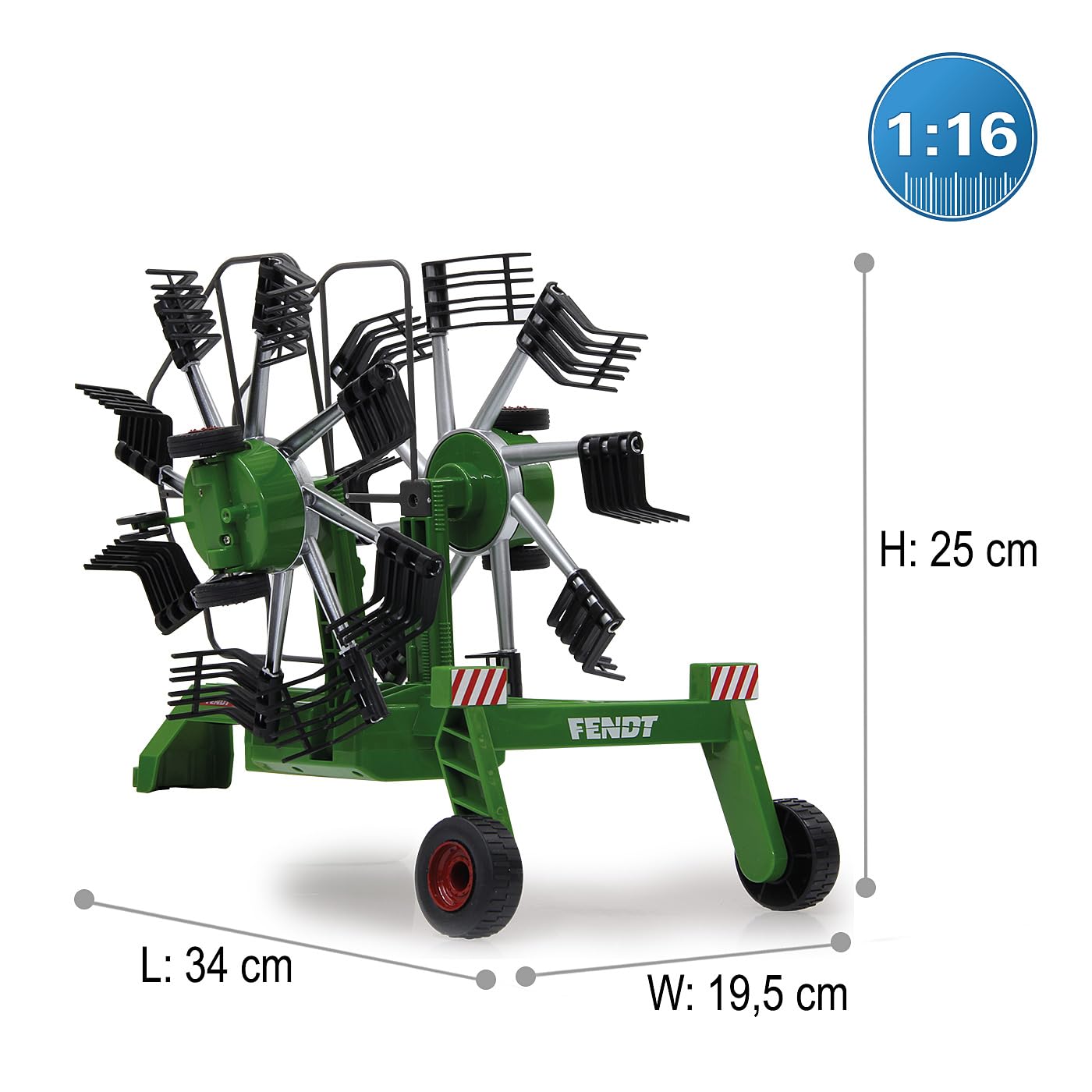 JAMARA 412589 – Fendt Rastrello Formatore – Denti rotanti Durante la Guida, Bracci mobili ribaltabili radiocontrollati, Gancio Anteriore del rimorchio