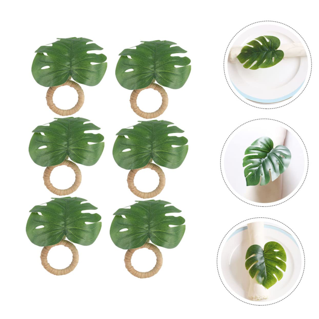 Mobestech 4 Set Portatovagliolo Portatovaglioli Verdi Arredamento Guidato Con Nozze Per Forniture Di Tovaglioli Fibbia Del Tovagliolo Realistica Anello Tovagliolo Pp 6 Pezzi*4