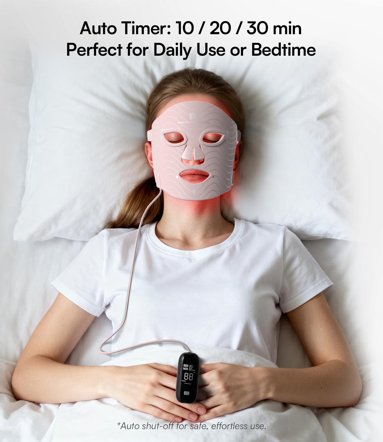 INIA Red Light Therapy Mask for Face, 850nm NIR, Red/Blue LED Light 4 Modes