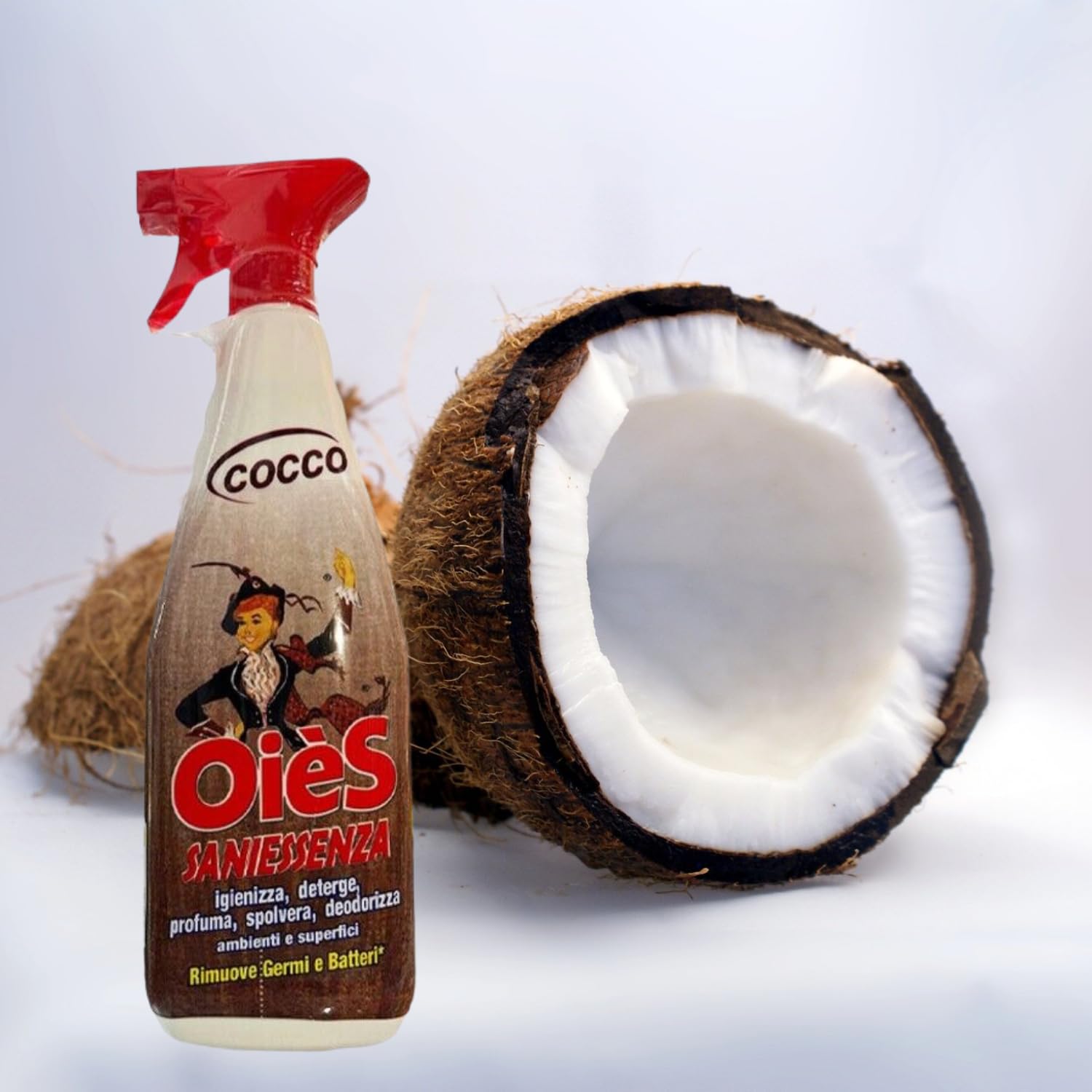 Detergente Igienizzante Profumato al Cocco – 750 ml kit con Spugna Brandizzata SPESA & RISPARMIO Inclusa – Variazioni 4/8/12 Pezzi (4)