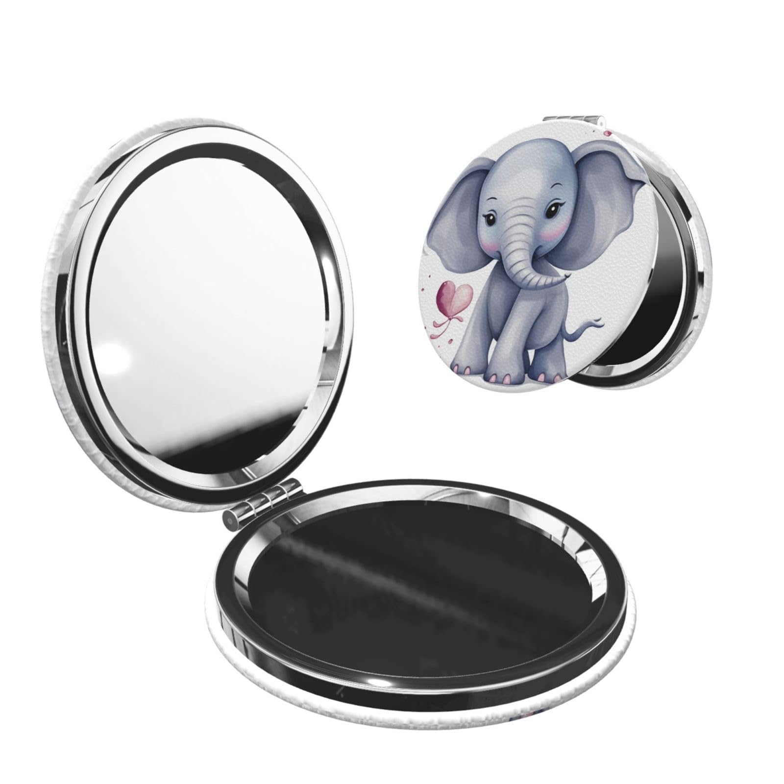 DWVTSLH Cute Elephant Compact Mirror for Purse, Double-Sided 2X/1X Magnifying Mirror for Women Men, Travel Makeup Mirror for Handbag, Handheld Vanity Mirror for Gift