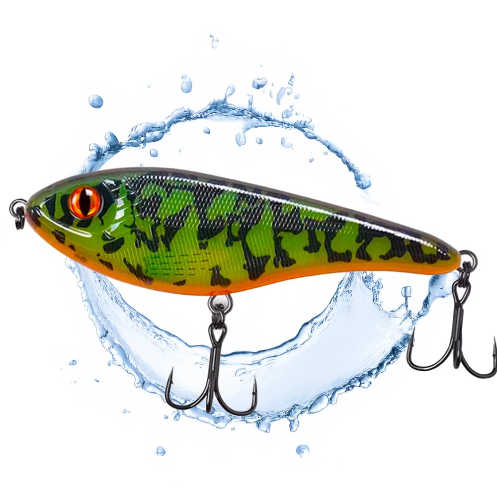 Jerkbait Hecht I 15cm, 80g Slow Sinking für große Hechte, Wobbler Jerkbait Hechtangeln, Kunstköder, Angelköder Raubfische, UV-aktive Jerkbaits