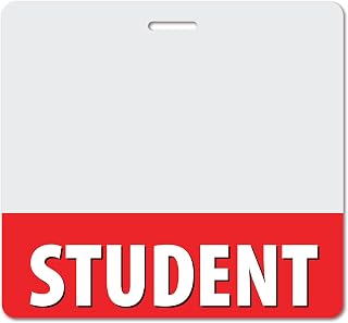 Student Heavy Duty Horizontal Red (1 Pack) - Spill & Tear Proof Cards - 2 Sided USA Printed Quick Role Identifier ID Tag Backer by BadgeZoo