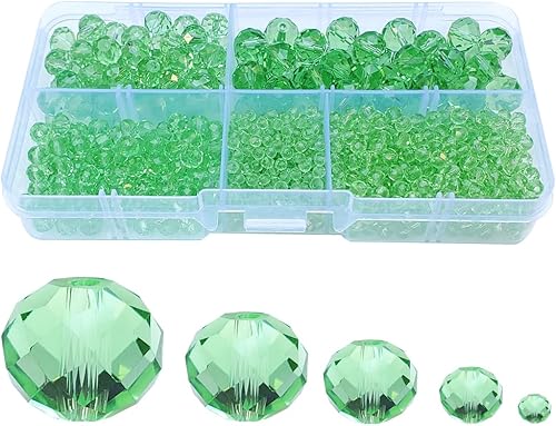 Miniatura 8 de Cuentas de vidrio Rondelle de aguamarina de 0.039 a 0.394 pulgadas para hacer joyas, 710 piezas de cuentas espaciadoras de crytal en forma de