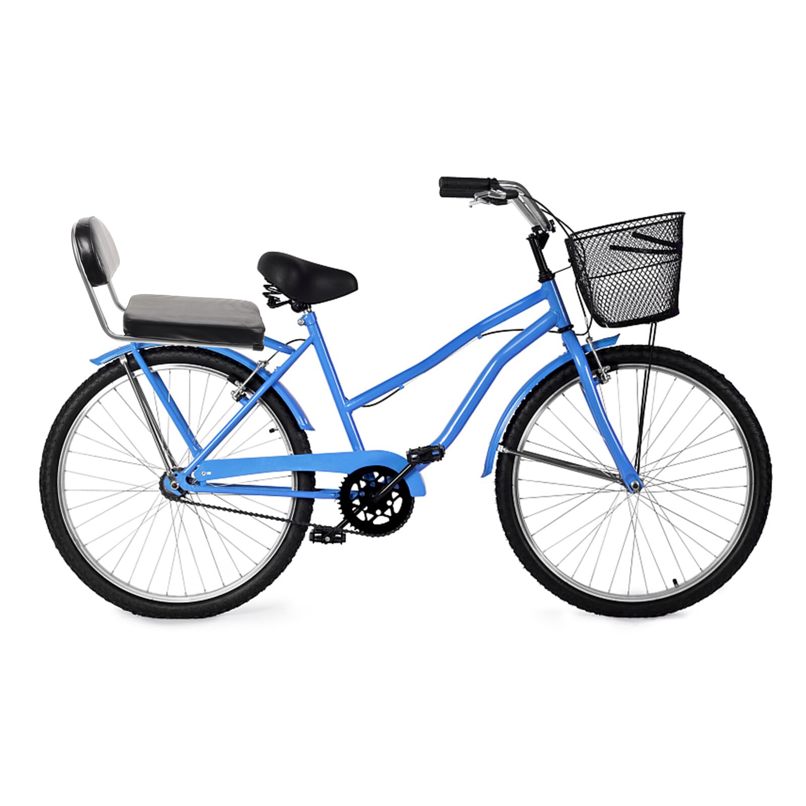 Mikinona Fahrrad Rücksitzpolster XL mit Lederbezug und Metallrahmen Gepolsterter Fahrradsitz für Erwachsene Komfortable Rückenlehne Strapazierfähige Sitzauflage für Mountainbikes Einfache