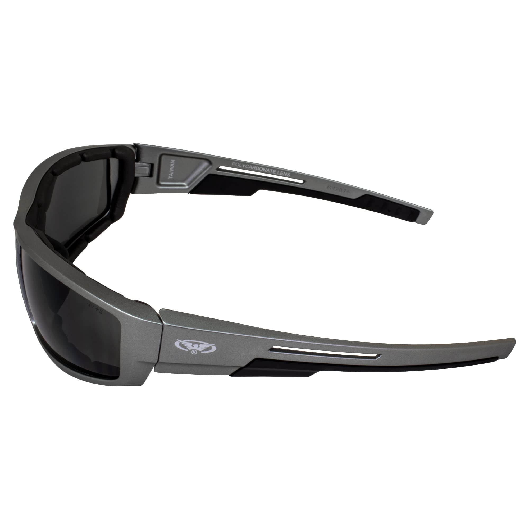 Global Vision Sly - Gafas de Sol Acolchadas para Motocicleta, 3 Pares, con Lentes de Humo y Marcos metálicos Rojos, Azules y Grises