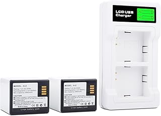 2 Pack A-2 3660mah Battery Compatible for Arlo Go VMA4410 VMA4400C VMA4410-10000S VML4030 VML4430, for Arlo Go 4030 HD Security Camera Night Vision with Dual LCD Charger Station, USB C Cable