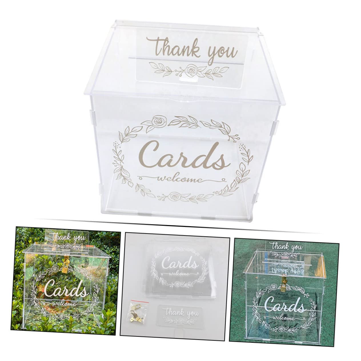 Zerodeko Strukturierte Hochzeitskartenbox Mit Schlitz Und Schloss Transparente Diy Aufbewahrungsbox Für Geschenkkarten Geldgeschenke Und Erinnerungen Für Hochzeitsfeiern