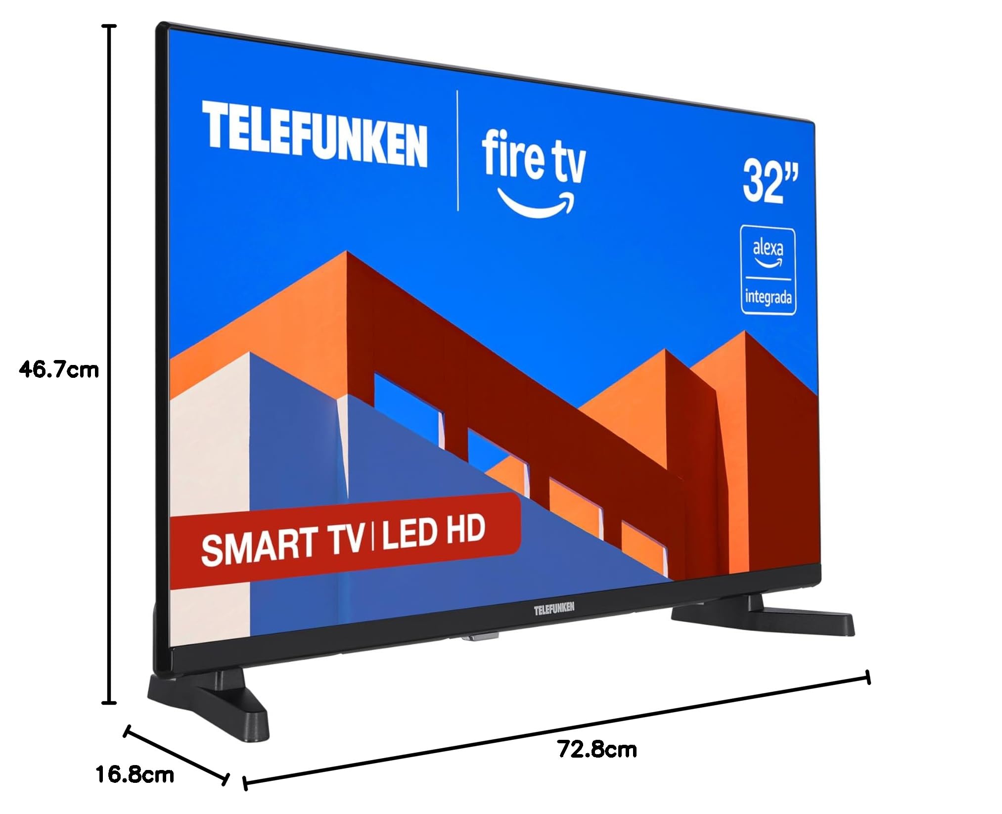 Telefunken 32FTV825, 32 Pulgadas HD, Smart TV Fire OS, HDR10, Alexa Integrado, Control por Voz, Dolby Audio, Apple AirPlay, Bluetooth