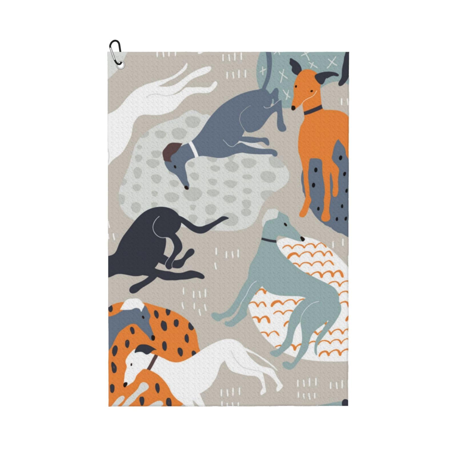 Hnnkloy Greyhounds Cute, 16x24 in Portable Waffle Golf Towels with Carabiner Clip for Golf Bag