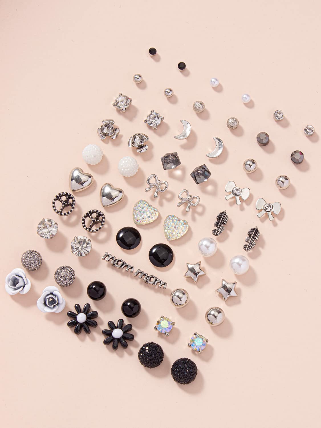 30 Pairs Crystal Pearl Earrings Combo Set for Women