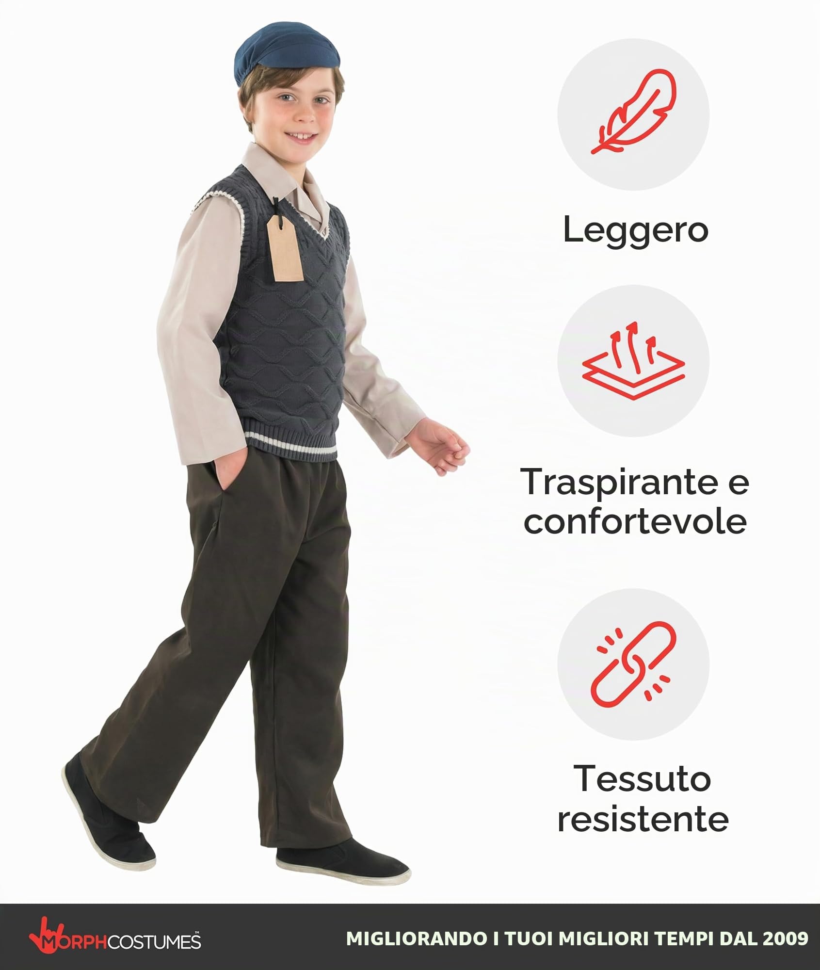 Fun Shack Costume Contadino Bambino, Costume Rustico Halloween Bambino | Pantaloni, Maglione, Camicia & Berretto, Stile Rustico d'Altri Tempi, Perfetto per Halloween, Ideale per il Gioco di Ruolo