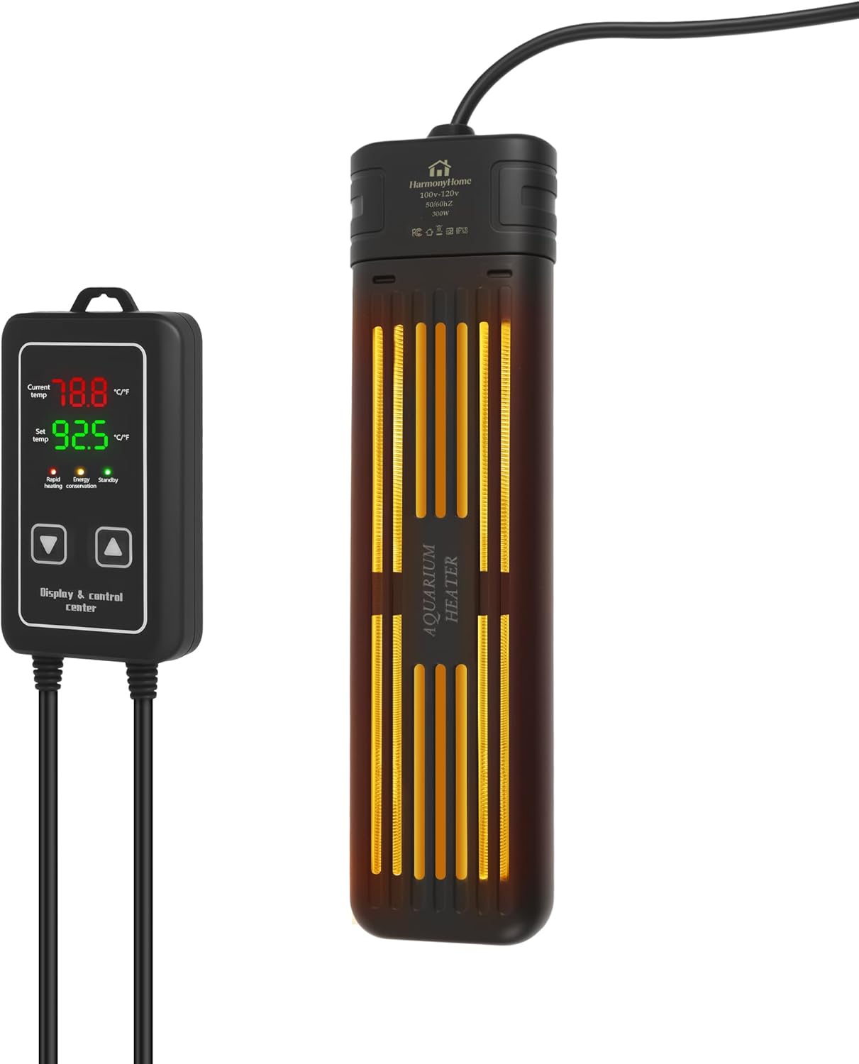 Aquarium Heater, 300W Fish Tank Heater, Submersible Turtle Heater with Intelligent Variable Frequency Heating & Dual Temperature Sensor Design, with Automatic Power-Off Function