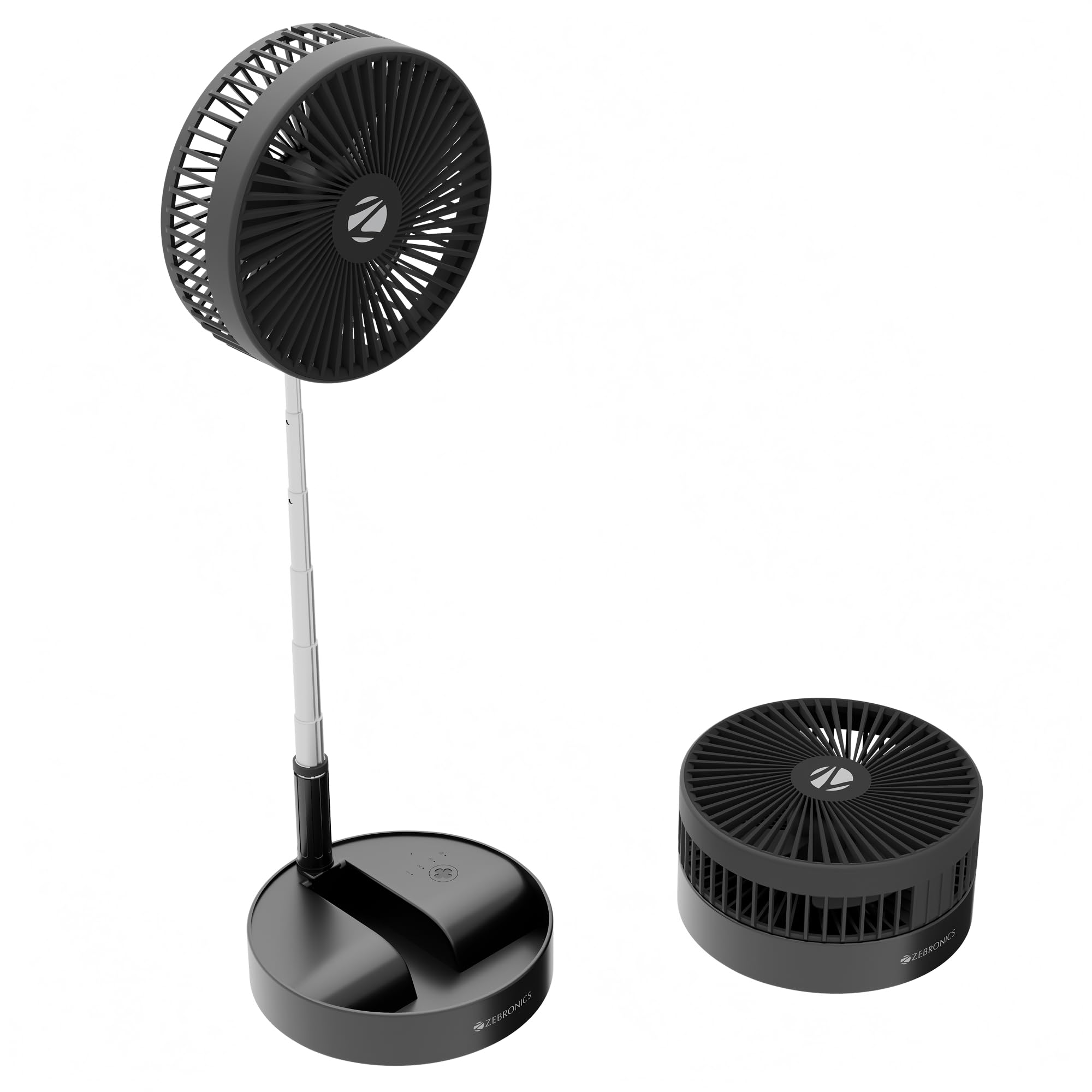 Zebronics Heat Buster 500 Portable Tower Fan, 6000 RPM, Up to 8H Backup, 3 Speed+Breeze Mode, 5400mAh Battery, Telescopic & Foldable Design, Type-C Charging, Suitable for Car, Black-image-21