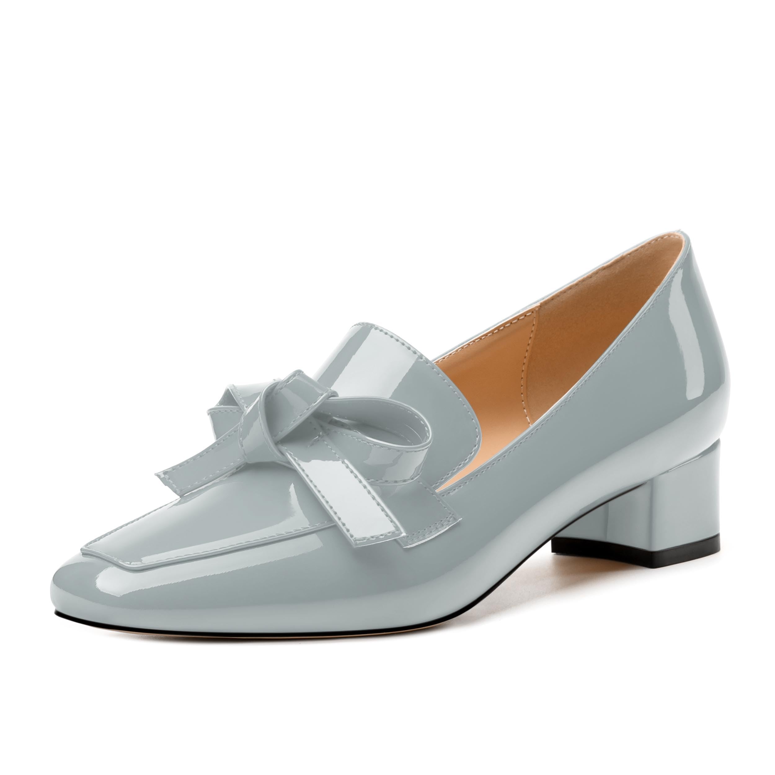 Womens Loafer with Heel, Comfortable Chunky Heels for Women, Loafers Shoes with Bowknot Womens Bunion Dress Shoes