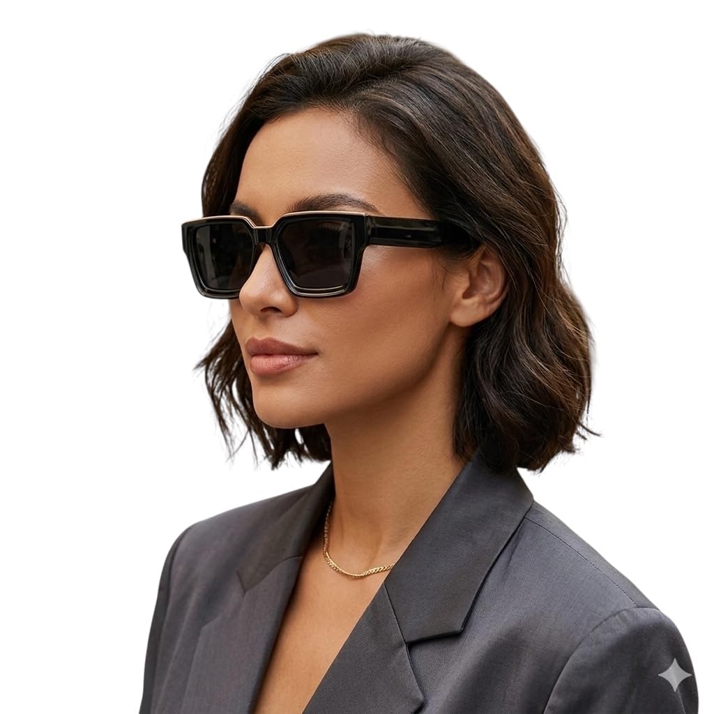 Thick Square Sunglasses for Men Women Retro Chunky Rectangle Shades UV400 Protection-image-48