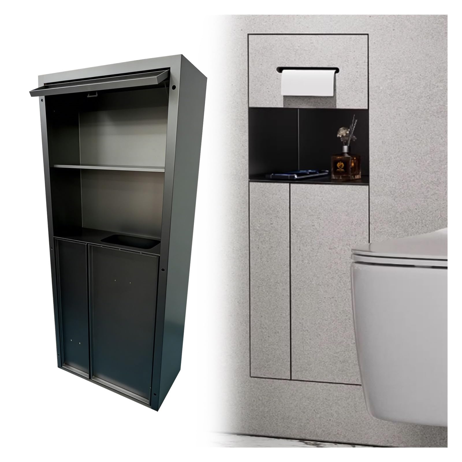 Niche de salle de bain encastrée, poubelle cachée pour cuisine, douche, support de papier toilette et boîte à mouchoirs, rangement invisible carrelé