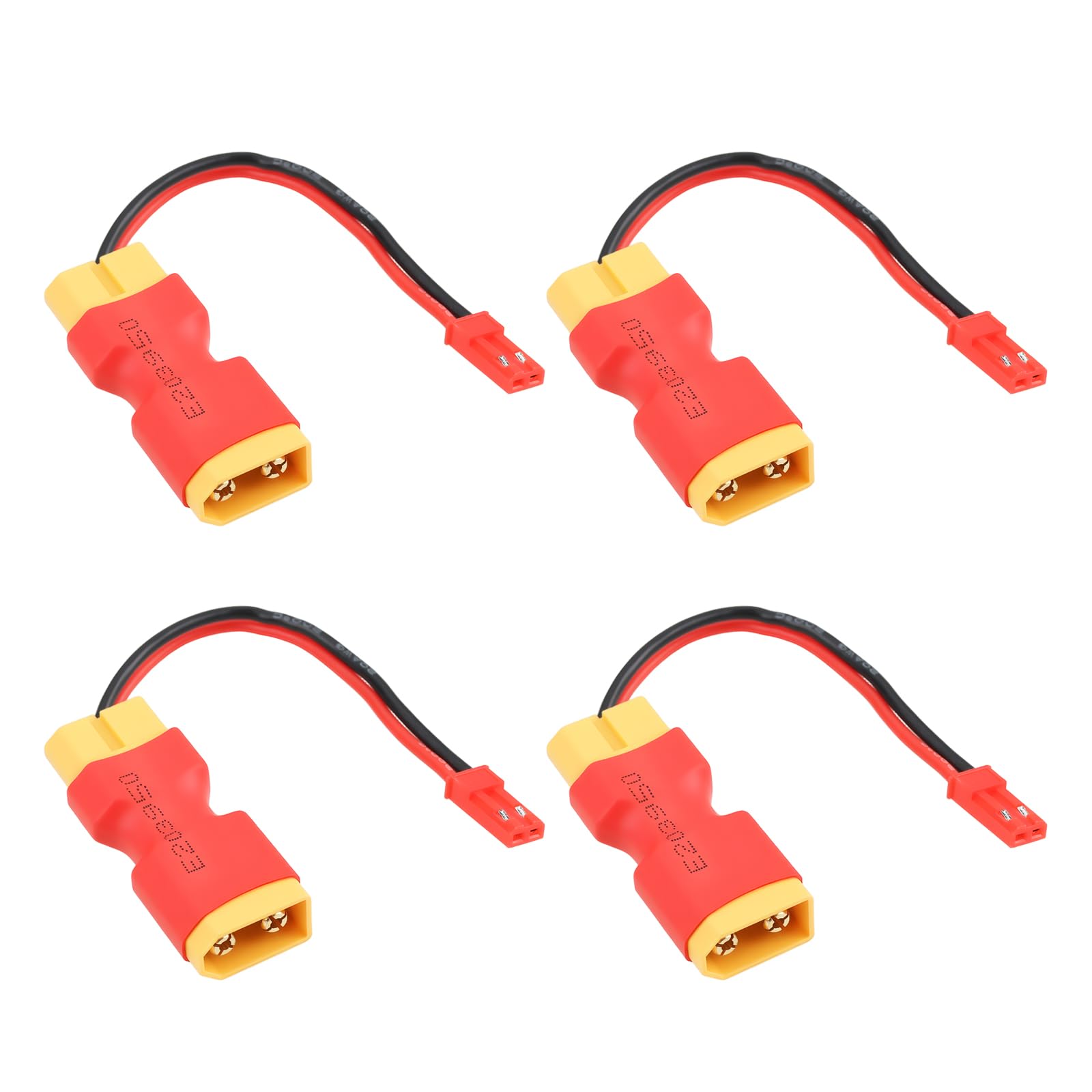ECSiNG 4pcs XT60 Female to JST Male Inline Connector Adapter 20AWG for RC Models Cooling Fan LED Light 7cm