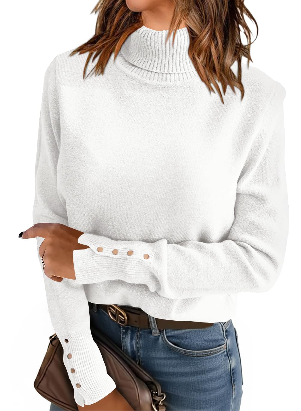 Wkior Womens Turtleneck Sweater Long Sleeve Casual Knit Pullover Chunky Fall Winter Jumper Top 2026