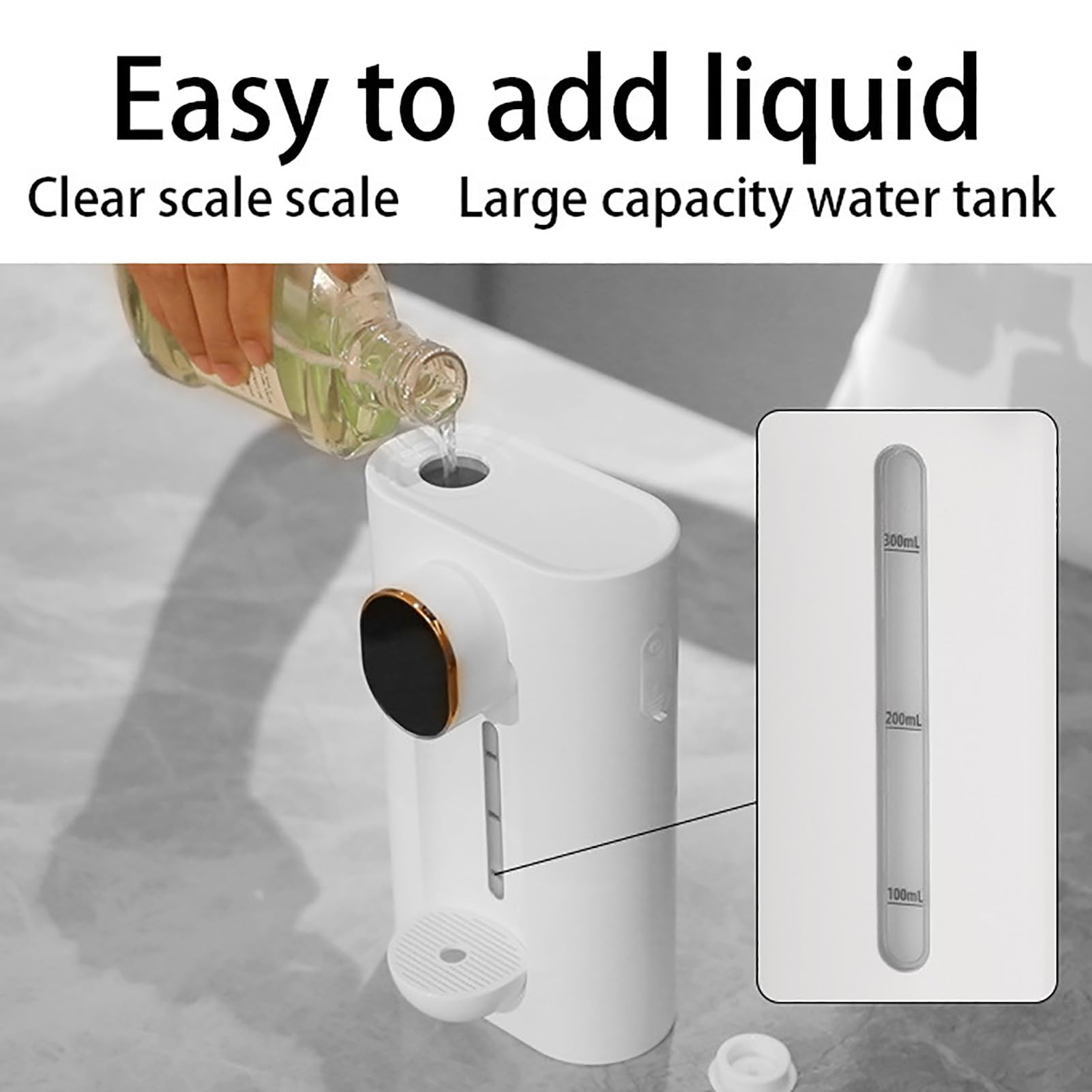 Máquina inteligente de enjuague bucal, dispensador de bebidas, dispensador de enjuague bucal de detección automática montado en la pared, solución de limpieza oral recargable con taza, color blanco