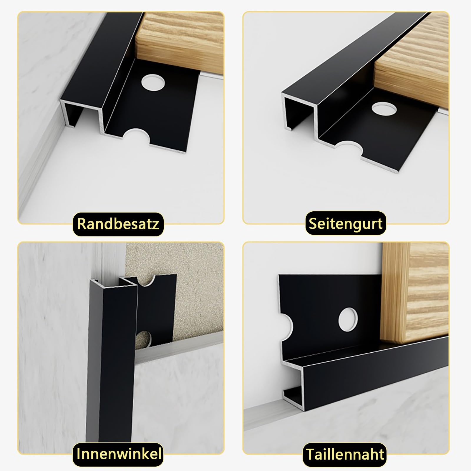 Perfil Angular para Baldosas 125 Cm* 2 Piezas Tira De Aluminio Anodizado Resistente Al Agua Y A La Humedad Perfil De Esquina para Bordes Limpios Y Acabado Sin Costuras(Gold,W:10MM)