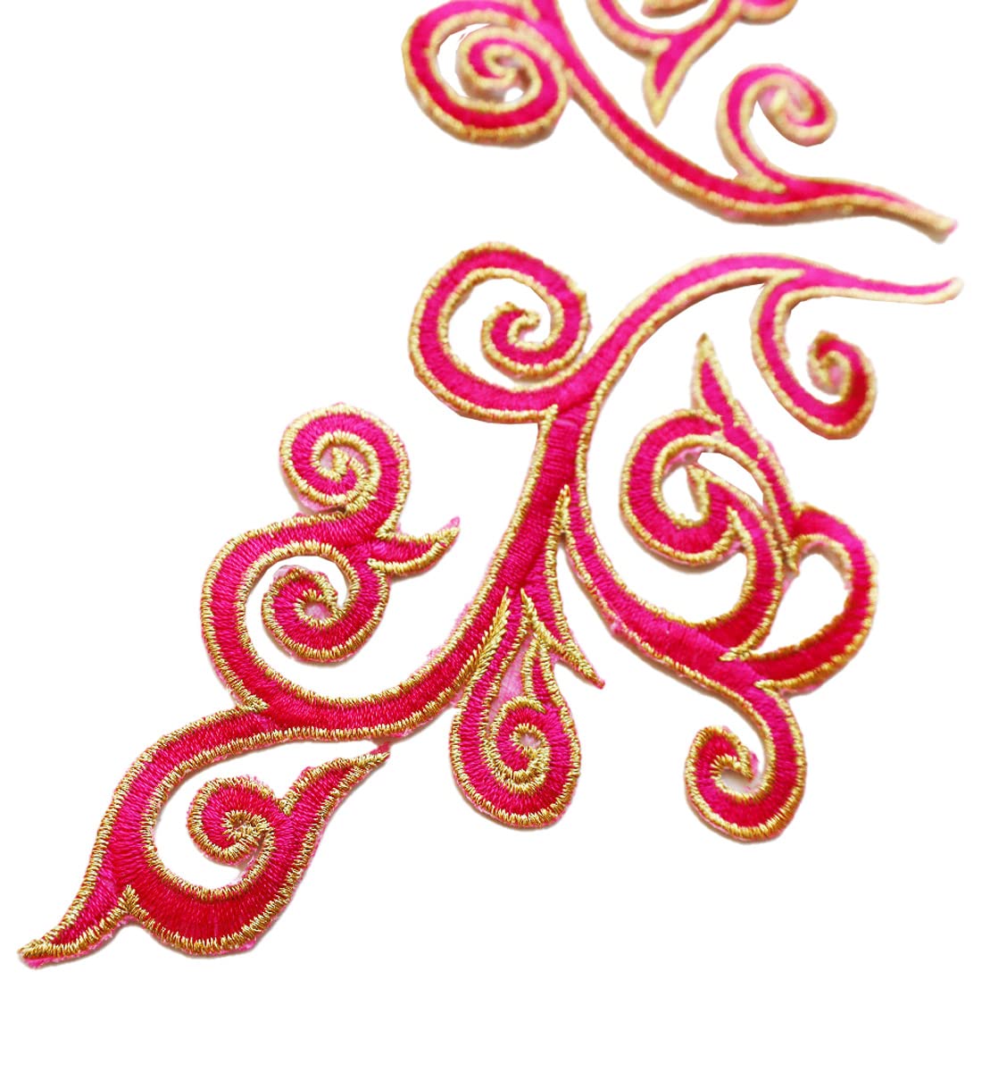 5 pares de parches bordados de lujo barroco en remolino para planchar con adornos dorados para vestidos de novia, zapatos, camisas (rosa)
