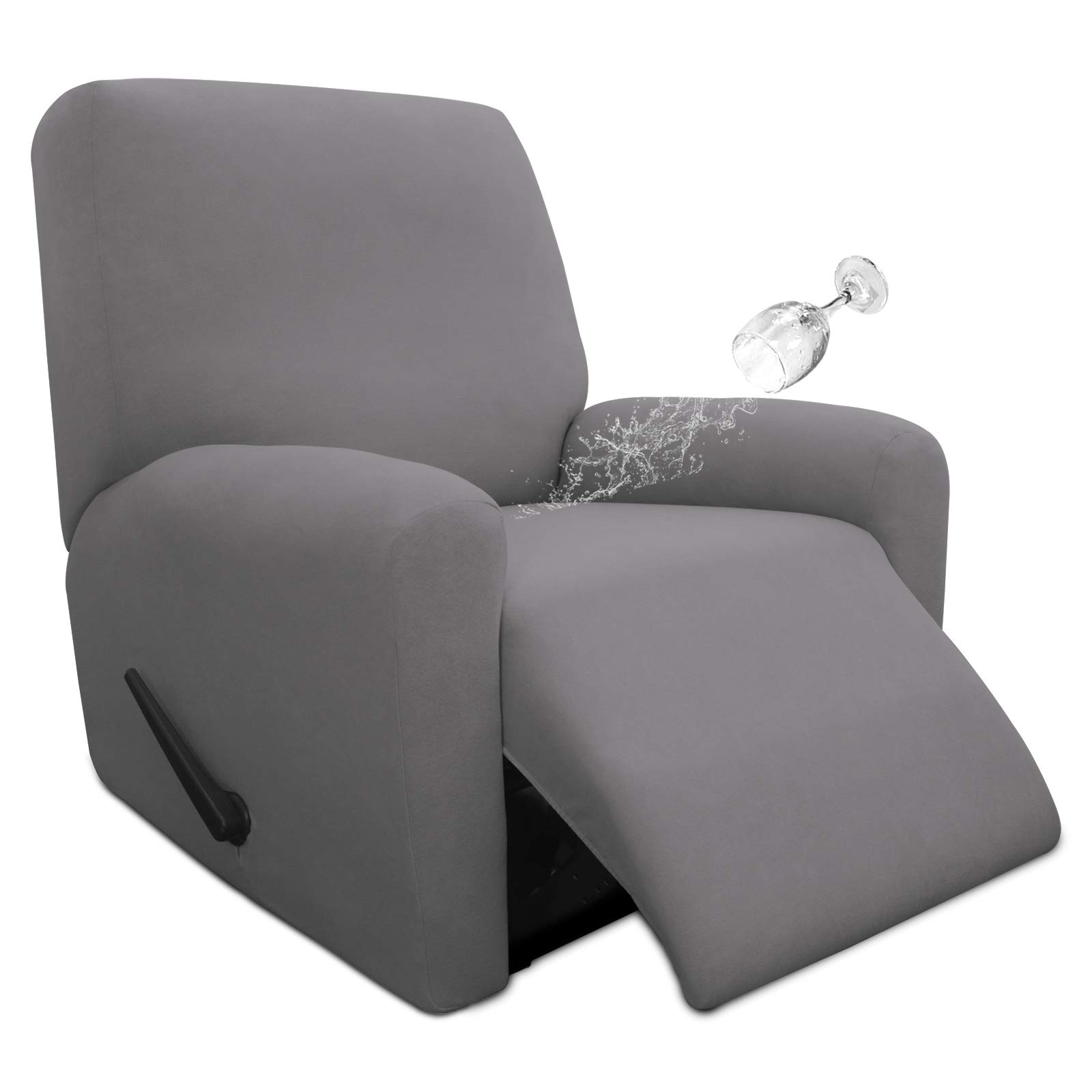 Easy-Going 4 Pieces 100% Dual Waterproof Recliner Cover Stretch Soft Couch Cover for Dogs, Sofa Slipcover for Recliner Couch Leakproof Furniture Protector for Kids, Pets Light Gray