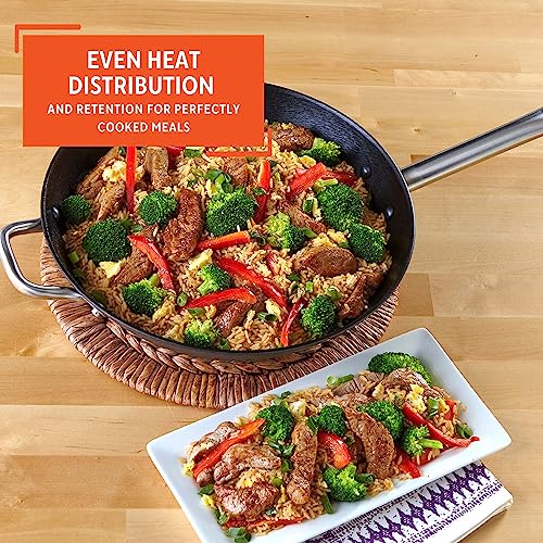 Imusa Lci-19008 Light Cast Iron Wok Pre-Seasoned Non-Stick With Stainless Steel Handles, 14", Black #TOP5