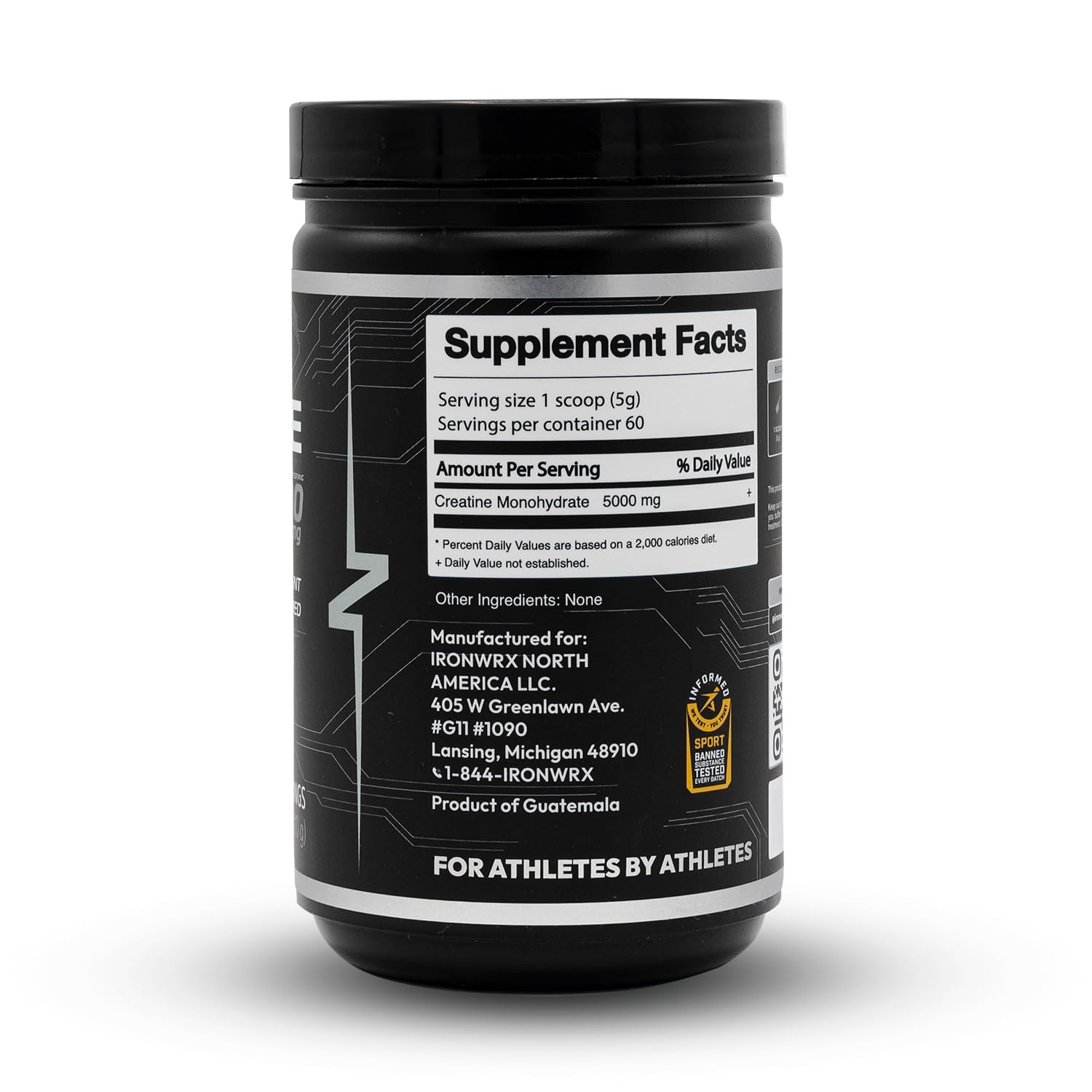 IRONWRX Creatine Monohydrate Powder | Unflavored | 60 SERVINGS | 5000 MG Creatine per Serving |For Muscle Growth and Brain Function