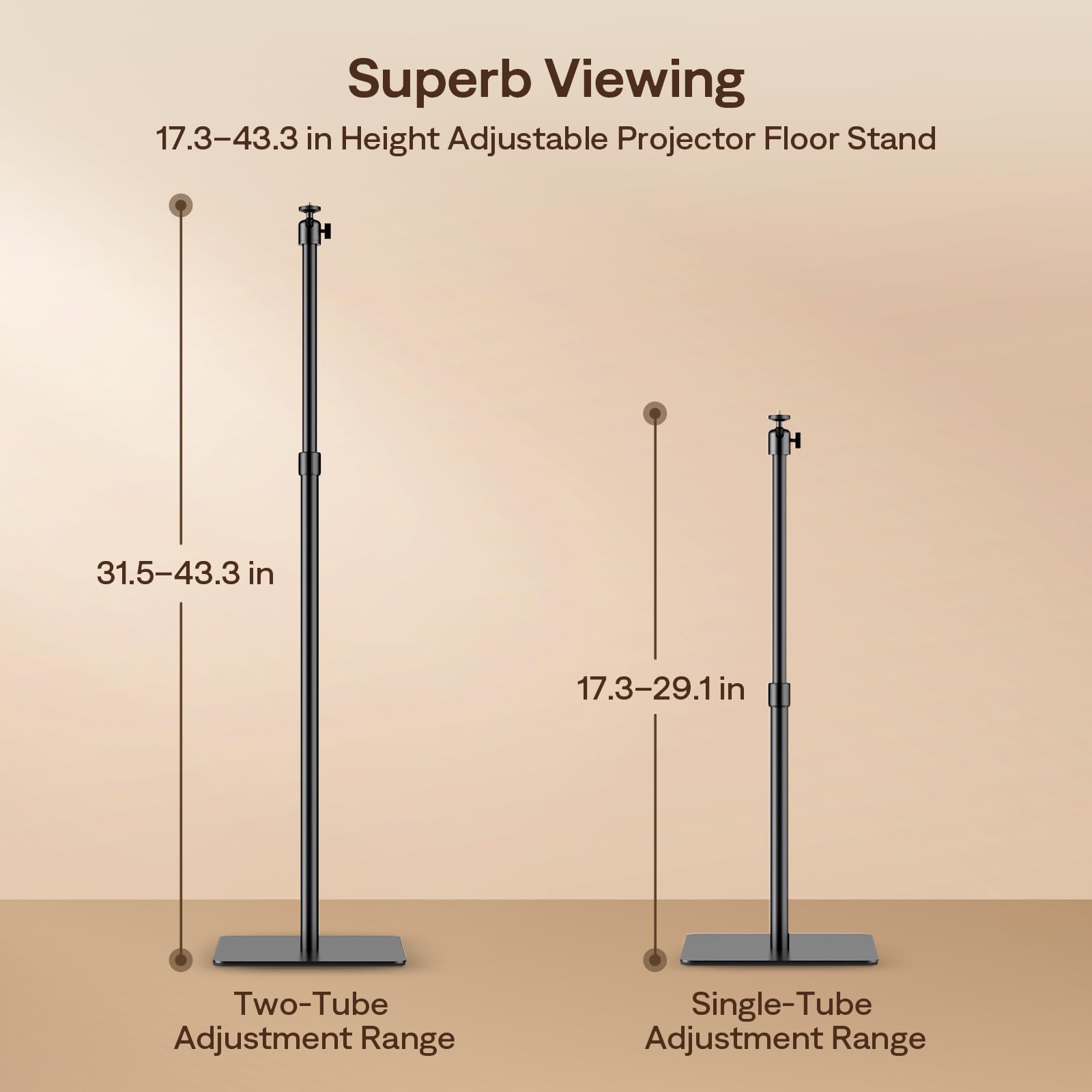 Aurzen Supporto regolabile per proiettori, altezza 43,9-110 cm, compatibile con TMY, HAPPRUN, Yaber, Epson e la maggior parte dei proiettori, vite da 1/4", ideale per proiettori