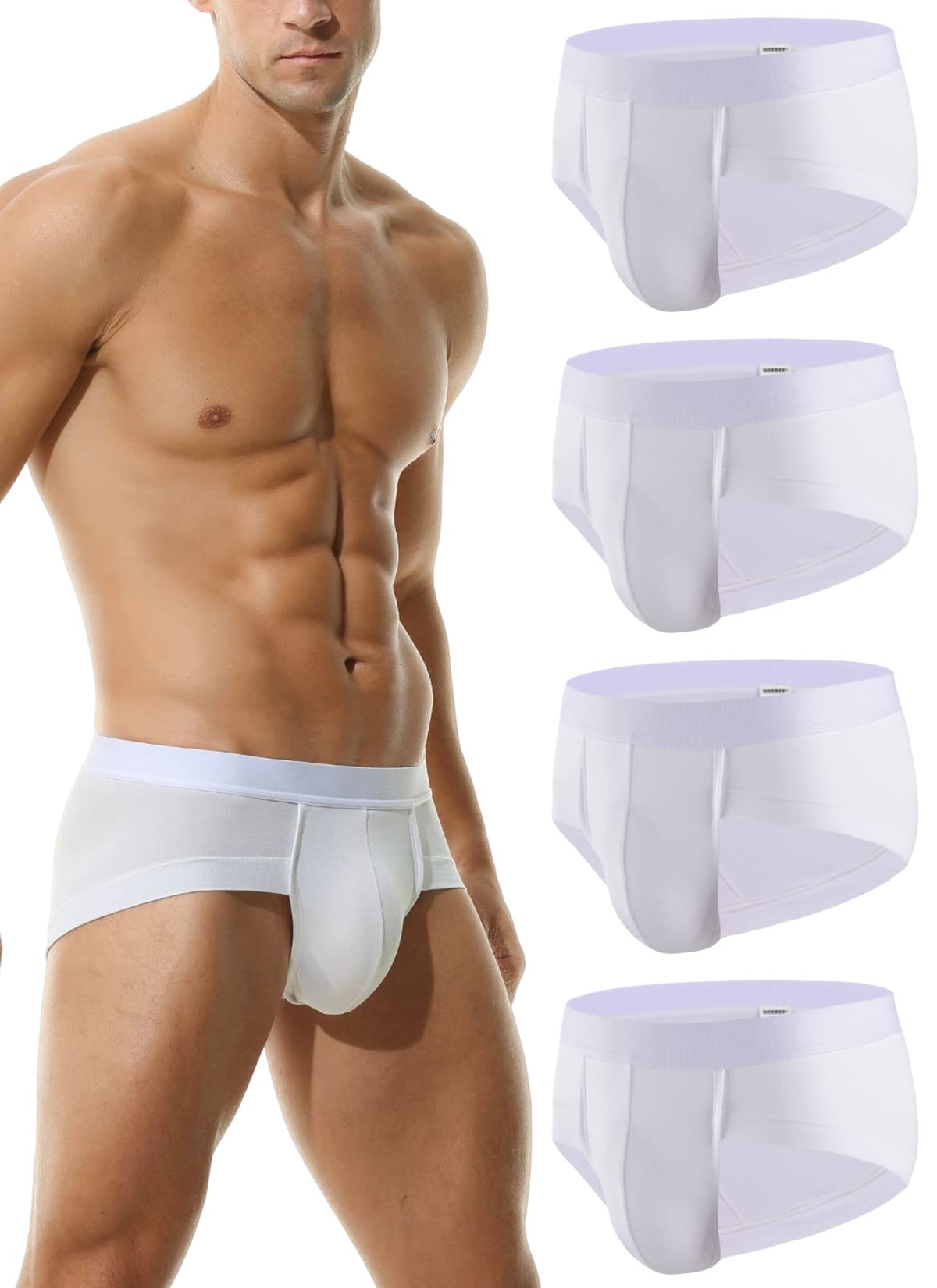 Hoerev Męskie super miękkie majtki z włókna bambusowego, 3 sztuki, XS-XXXL