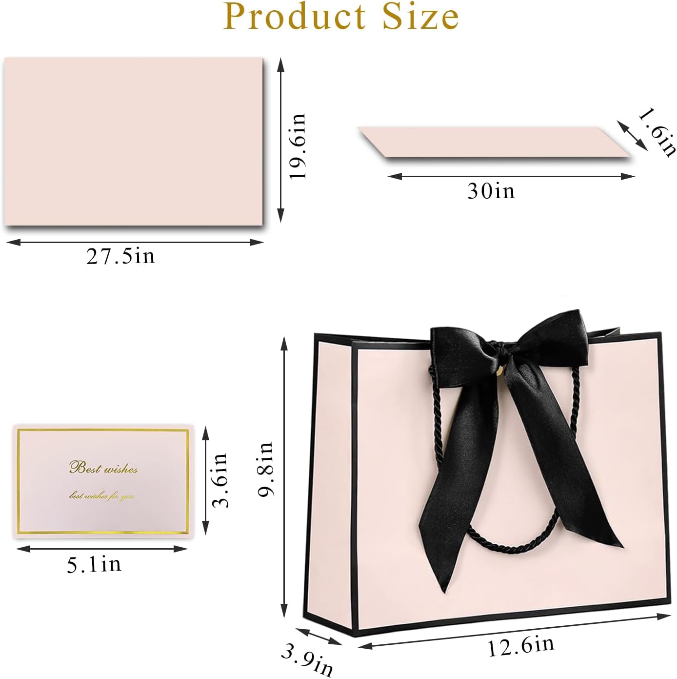 Large Gift Bags,2Pcs Paper Gift Bag with 4 Tissue Paper and 2 Greeting Cards, Present Bags with Handles for Women Girls Bridesmaid Birthday Valentines Wedding Party (12.6" x 9.84" x 4") (C) - Image 4