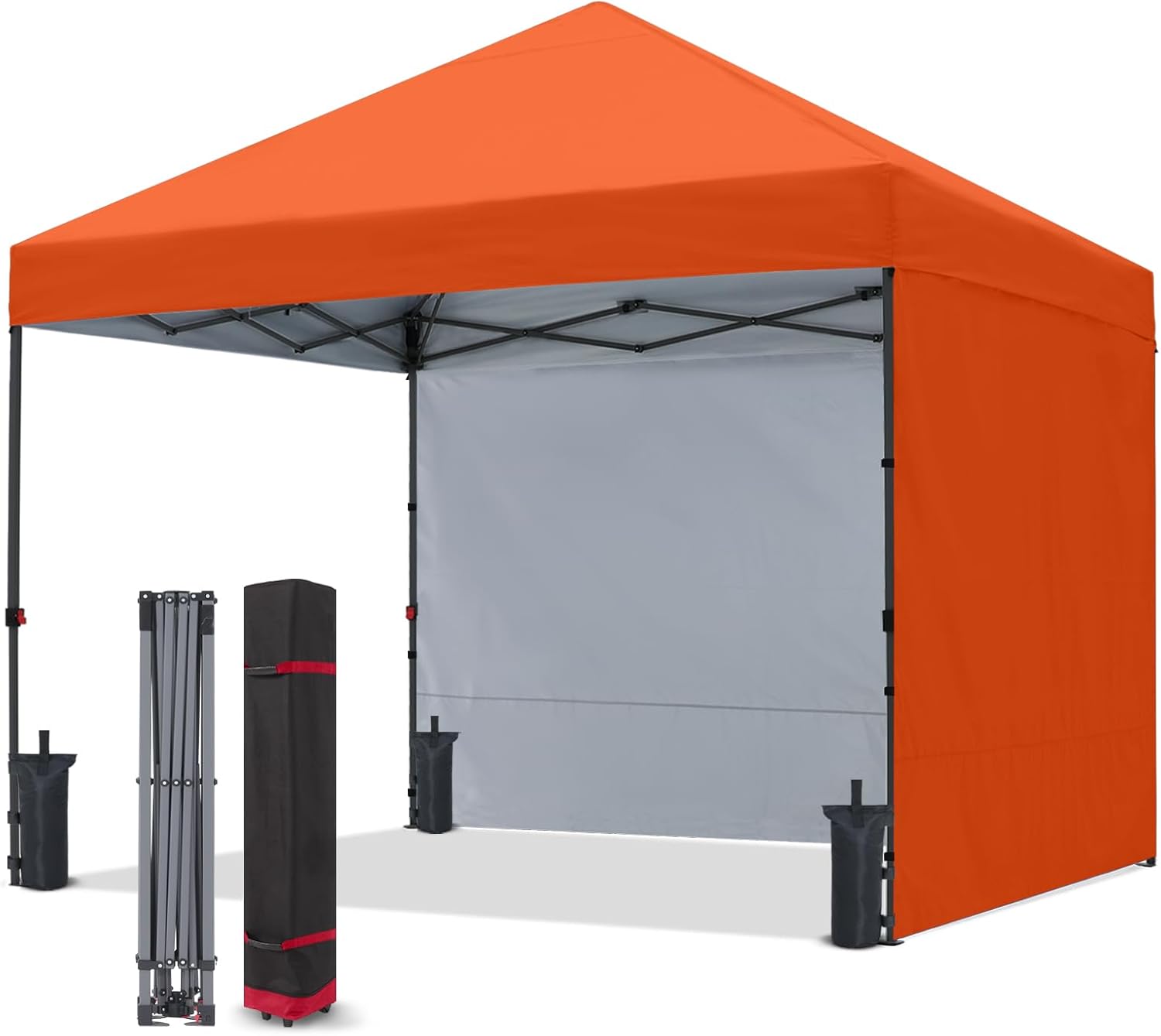 COOSHADE Pop Up Canopy Tent 10x10 with 2 Sidewalls, Outdoor Shade Instant Canopy Tents, Orange 10x10 Orange