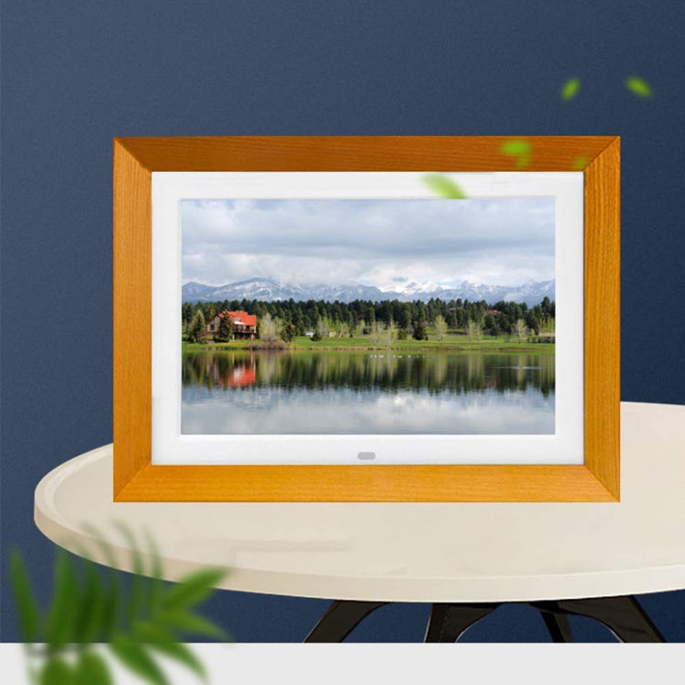 10-calowa cyfrowa ramka na zdjęcia 1280 x 800, wysoka rozdzielczość FHD IPS, domowy elektroniczny album na zdjęcia z pamięcią 16 GB, zegar muzyczny, kalendarz, drewniano-10