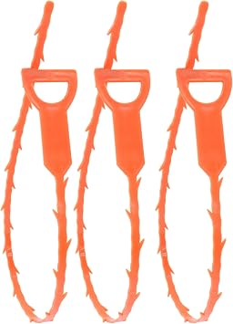 3 Pack 20 Inch Drain Clog Remover Snakes Orange